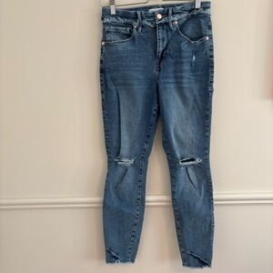 Good American Distressed Blue Ankle Jeans